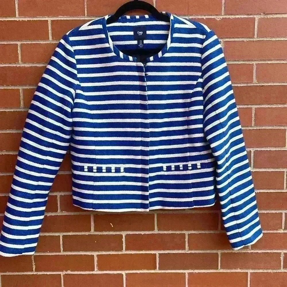 Cute blue and white striped gap jacket